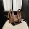 Bolso de Mano Grande con Textura Tejida de Color Sólido, Bolso Cruzado, Diseño Sencillo de Color Sólido de Nicho, Bolso de Hombro Único o de Mano para el Trabajo y los Viajes