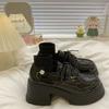Zapatos de Cuero de Suela Gruesa Estilo Británico para Mujer 2026 Primavera Nuevos Zapatos de Salón Negros de Tacón Alto Retro Francés Mocasines para Estudiantes