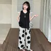 Conjunto de Verano para Niñas 2026 Nuevo Estilo para Niñas Mayores, Elegante Chaleco sin Mangas de Verano y Pantalones de Pierna Ancha Conjunto Delgado de Dos Piezas
