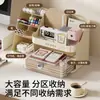Caja de almacenamiento multifuncional para papelería, organizador de compartimentos tipo cajón, caja de almacenamiento para escritorio del hogar y estación de trabajo