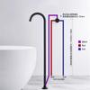 Pedestal de bañera de cobre de montaje en suelo, montaje oculto en pared, creativo, minimalista, grifo mezclador de agua fría y caliente, grifo lateral de bañera