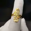 Anillo de Oro Aluvial para Mujer que No Se Desvanecerá por Mucho Tiempo, Diseño de Nicho de Alta Gama Abierto, Accesorios Exagerados Retro Imitación Oro, Producto Nuevo