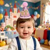 Estilo INS sombrero de cumpleaños de encaje con purpurina transfronterizo decoración para la primera fiesta de cumpleaños de niños sombrero creativo de número con pompón