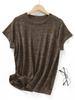 Floral Lyocell Ligero Transpirable Verano Nuevo Suelto Talla extra Sencillo Cuello redondo Tejido Camiseta de manga corta para mujer