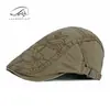 Boina Estilo Chino para Mujer, Gorra de Pico Artística Retro Británica Bordada de Algodón, Sombrero de Sol con Protección Solar, Gorra Delantera de Moda para Hombre
