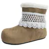 Botas de Nieve Casuales Simples con Adorno de Encaje con Cordones para Mujer 2026 Nuevo Llegado de Invierno Cálidas con Felpa Antideslizantes Botines Cortos de Piel