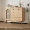 Gabinete con Cajones, Gabinete de Almacenamiento para Sala de Estar, Gabinete Pequeño de Pie Estilo Antiguo, Gabinete de Almacenamiento Retro de Ratán, Gabinete de Almacenamiento de Pared para Dormitorio, Gabinete con Cajones