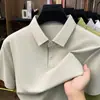 Camiseta Masculina de Luxo Leve Alta Elasticidade Sem Costura Manga Curta Verão Novo Estilo Casual de Negócios Sem Passar Camisa Polo de Manga Meia para Homens