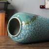 Jarrón de aspecto alto de 35 cm Cerámica de Jingdezhen Jarrón azul y blanco Muebles para el hogar Sala de modelos Recipiente para flores con borde dorado