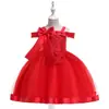 Vestido Infantil de Comercio Exterior Europeo y Americano para Actuación de Piano de un Hombro Vestido de Noche Vestido de Princesa con Lazo para Actuación de Show de Niña