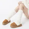 Cálcetas de lana tejida blancas con lazo para otoño e invierno, calcetines holgados, versátiles para botas de nieve JK, calentadores de piernas estilo ballet Y2K