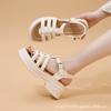 Sandalias de Plataforma de Piel Genuina Estilo Jaula de Cerdo para Mujer 2024 Nuevo Llegado Verano de Moda Versátiles Cómodas Sandalias de Plataforma Hueca para Sandalias Romanas