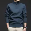 Suéter de lana nuevo para hombre de otoño e invierno, con media cremallera, cuello alto, grueso, cálido, versátil, moderno, camiseta interior