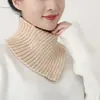 Cachecol de lã outono e inverno para mulheres, protetor de pescoço, cachecol de tricô espesso e quente, cachecol triangular, gola falsa de tricô da moda