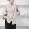 Novedad Otoño Ropa de Mujer Camisa Japonesa Rakuten para Mujer Mangas Abullonadas Petite Holgada Color Sólido Versátil Moda Top