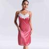 Pijama Nuevo de Mujer Primavera/Verano 2026 Comercio Exterior para Mujer Camisola de Seda de Hielo con Ribete de Encaje Camisón Venta al por Mayor Transfronteriza