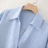 Camisa Rayada Versátil de Manga Larga Suelta Elegante para Mujer, Estilo Europeo y Americano Transfronterizo, Nueva Moda 2026, 2886909