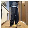Cintura Elástica Sem Marca Tendência Calças Casuais Três-Anti Nível Tempestade Impermeável Calças de Carga Masculinas Calças Retas Forradas com Fleece Tipo Elástico