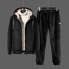 Conjunto de Pareja de Polar Zorro Plateado para Invierno 2025 para Hombres, Ropa Deportiva Gruesa con Forro de Polar y Hilo Dorado, Conjunto de Dos Piezas de Polar de Cordero de Invierno