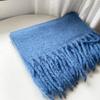 Bufanda Suave de Mohair para Mujer, Estilo Coreano, Sencilla y Engrosada para Invierno, Chal Bufanda Cálida de Color Sólido Imitación Cachemira