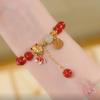 Xiyu [Koi] pulseira de jade Hetian de ágata vermelha natural, moda simples, masculina e feminina, joias de mão