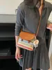 Bolso Cruzado de Paja de Moda Verano 2026 Modelo Nuevo, Bolso Casual Elegante para el Día a Día con Rayas Arcoíris, Bolso de un Solo Hombro