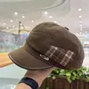 Boina Vintage Melard Color Block Xadrez Estilo Britânico Outono Inverno Chapéu de Pintor Estilo Japonês Boina de Lã Emagrecedora