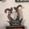 Decoraciones de Escritorio para Habitación de Halloween Transfronterizas Escoba de Elfo Accesorios para Fiesta de Brujas Artesanías de Madera