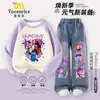 Conjunto de Chicas Cazadoras de Demonios Kpop: Conjunto de Sudadera y Jeans de Pierna Recta para Niñas, Nuevo Conjunto de Dos Piezas Otoño/Invierno para Niños Mayores