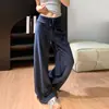 Pantalones Deportivos Azules Marinos de Pierna Recta para Mujer, Nuevo Estilo Verano 2025, Cintura Alta, Caída Suelta, Adelgazantes, Para Personas Petites, Pantalones de Chándal de Pierna Ancha para Primavera y Otoño