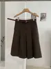 KEKEZOON Falda plisada de lana con cinturón para mujer, invierno, cintura alta, adelgazante, versátil, línea A, midi, moderna 9275