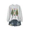 Sudadera casual y cómoda para mujer de la tienda independiente Amazon Wish con tres árboles de Navidad y luces colgantes de estrella de cinco puntas, estilo navideño