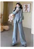 2026 Nova Roupa de Maternidade para Outono e Inverno: Conjunto Solto de Suéter com Gola Alta e Zíper Macio e Amigo da Pele com Calça Casual de Perna Larga