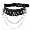Set de 6 piezas estilo Harajuku collar gargantilla punk negro collar geométrico corazón cuero correa oscura para el cuello clavícula