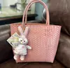 Bolso Tejido Hecho a Mano de Gran Capacidad Estilo Japonés Nuevo de Verano para Mujer, Bolso de Hombro Tote, Bolso Tote para Viajar Estilo Cesta