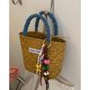Bolso Tejido de Mano de Moda de Verano para Mujer 2025 Nueva Moda Estilo Pastoral Bolso Cesta de Verduras Estilo Vacacional Bolso de Paja