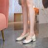 Sapatos Mary Jane Prateados de Salto Grosso Estilo Chanel para Mulheres, Novidade Verão 2026 Estilo Retro Francês Sapatos de Tira Única Color Block