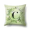 Funda de almohada de poliéster decoración de coche hojas verdes frescas 26 letras inglesas impresas funda de cojín QTB38
