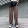 Directamente del fabricante: Pantalones Casuales Rectos de Pierna Ancha, Versátiles, de Ajuste Holgado, de Tela de Costilla de Seda de Hielo, Talla Grande, Unisex