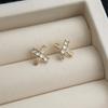 Lo real es muy pequeño, simple y pequeño, moda para estudiante que va al trabajo, micro incrustado de circón, todo combina, chapado en oro de 14K, pendientes de fábrica