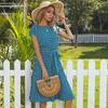 Bai Fen Zhi YiEl Artículo Caliente Más Vendido del Verano de Amazon: Vestido Plisado de Lunares Elegante Retro Europeo y Americano de Manga Corta
