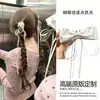 Pinza de Plátano con Lazo de Cinta de Satén de Lunares Estilo Coreano Femenino Dulce Versátil para Cola de Caballo Alta Clip Vertical Accesorio para el Cabello