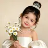 Tiara de Coroa Princesa Infantil Fita de Cabelo de Pérola Elástico para Cabelo Corda de Cabelo para Meninas Alta Elasticidade Corda de Cabelo Acessório de Coque para Cabelo