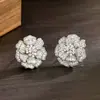 Elegantes Pendientes de Flor con Pedrería en Capas con un Estilo Vintage Francés de Alta Gama, Versátiles Accesorios Florales para Orejas para Mujer