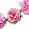Rosa Tecido Flor Coroa Coroa de Noiva Coroa de Casamento Acessórios para o Cabelo Princesa Boêmio Elástico Headband