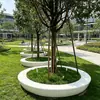 Banco Redondo para Piscina de Árbol de Fibra de Vidrio, Madera Anticorrosión, Paisaje de Jardín Exterior, Silla de Árbol para Plaza de Parque, Fabricante Directo