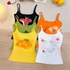Top Camisola Dopamine Estampa de Frutas Nova Redutor de Idade para Mulheres com Bojo Embutido, Costas Bonitas, Emagrecimento, Top para Usar por Baixo