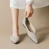 Sapatos Baixos Femininos Weiwei Girl 5933-22 Bico Fino Slip-On, Mocassins Estilo Fada com Strass e Bico Baixo, Solas Macias