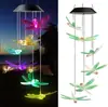 Luz de Carrillón de Viento Solar Led Gradiente Colorido Colibrí Mariposa Bola Eva Patio Regalo de Navidad Decoración Exterior