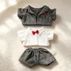 Muñeco de Peluche Labubu de 38 cm Ropa Vestido de Novia Floral Blanco Rosa Perla Traje Floral Gris Ropa de Labubu Mokoko